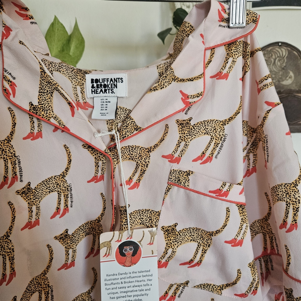 Leopard Print Pink Pajama Top